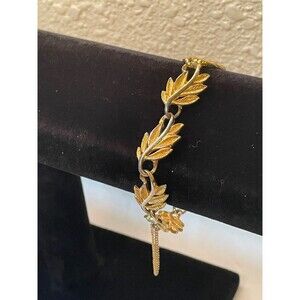Vintage Napier Gold Leaf Chain Bracelet Safety Chain Gold Plate Costume Bracelet